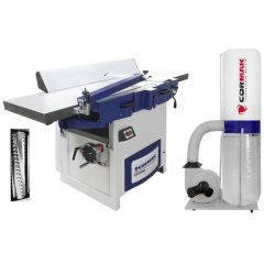   CORMAK PT410S spirálkéses gyalugép–vastagoló + FM300 forgácselszívó + 3 m elszívócső